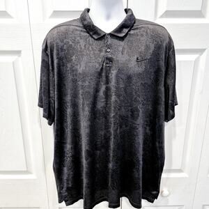 Nike Dri-Fit Golf Polo 3XL XXXL Mens Black Floral Polyester Short Sleeve Shirt